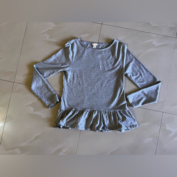 J. Crew basic long sleeve peplum tee gray Size S big cotton lightweight - Picture 16 of 16
